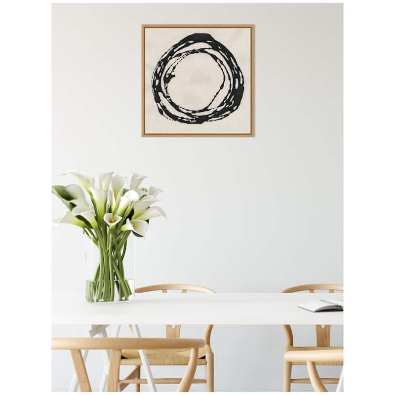 Kate and Laurel Sylvie Flowing Circle Abstract 2 Framed Canvas by The Creative Bunch Studio