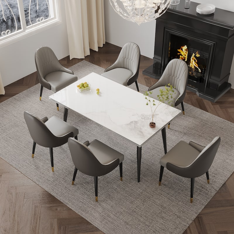 9 - Piece Extendable Sintered Stone Dining Table Dining Set for 8 Person