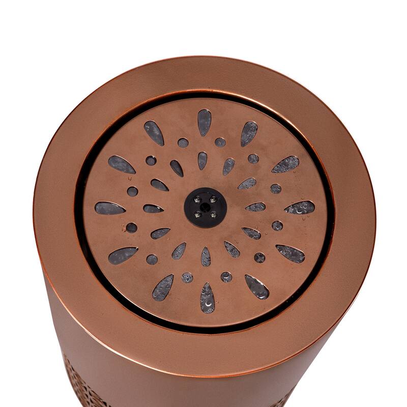 Christopher Knight Home - Modern 20.87"H Metal Outdoor Water Fountain with LED Lights & Candle Style Cutout Design