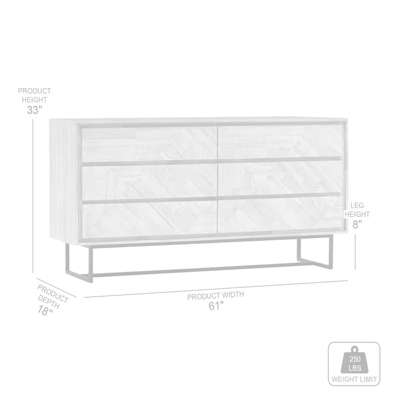 Peridot Modern Farmhouse Solid Acacia Wood 6 Drawer Dresser