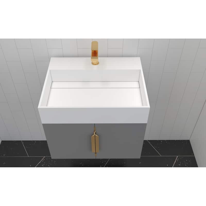 Amazon 24" Wall Mounted Bathroom Vanity Set w/ White Top