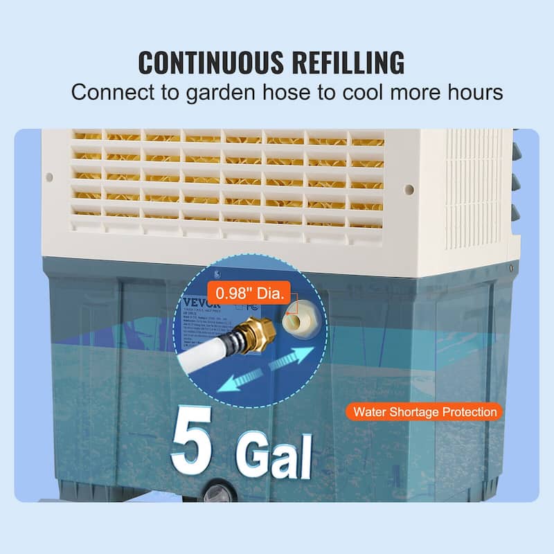 VEVOR Evaporative Cooler Swamp Cooler 3in1 1400CFM to 3100CFM 5Gal to