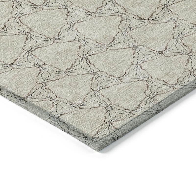 Machine Washable Indoor/ Outdoor Abstract Trellis Chantille Rug