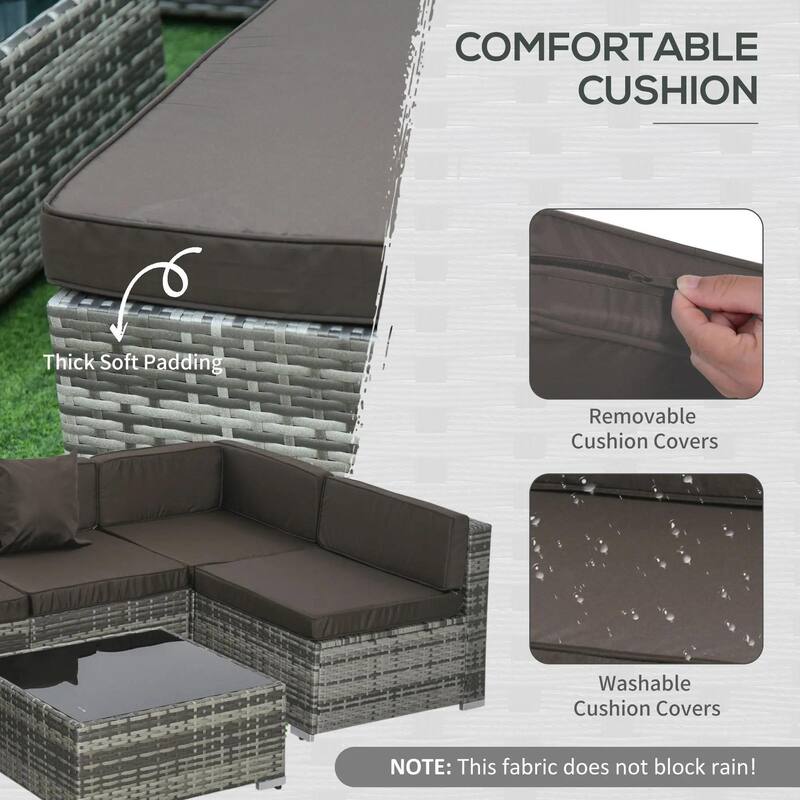 7PCS Weatherproof PE Rattan Patio Set, Sectional Storage