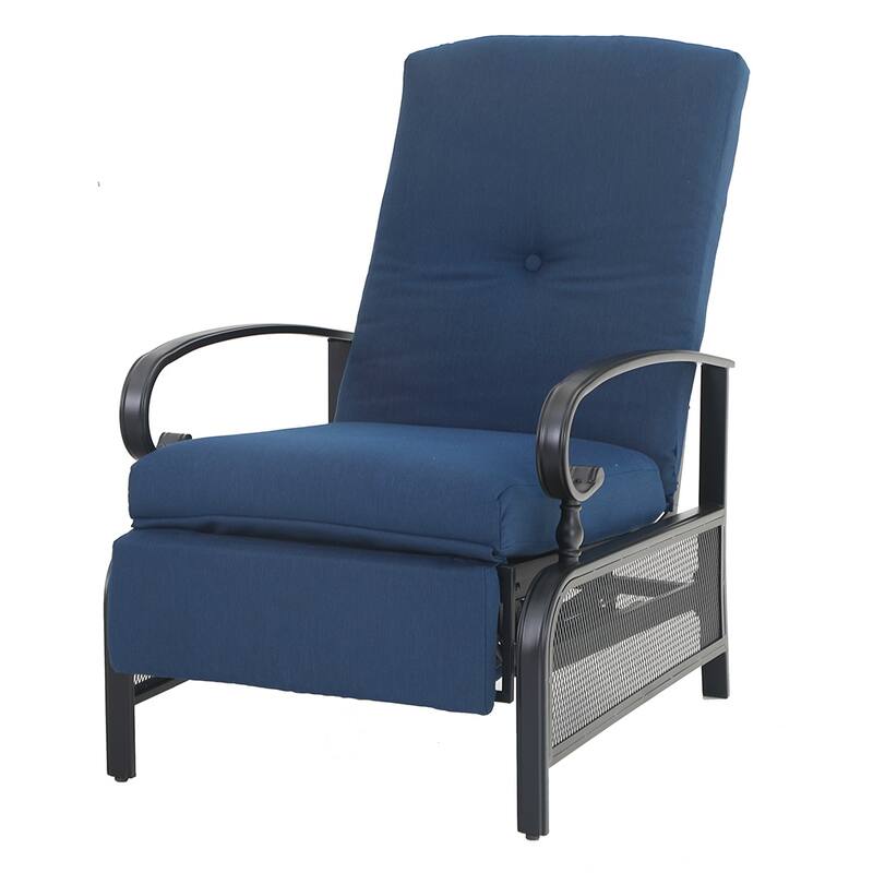 2-Piece Outdoor Bistro Set,1 Patio Metal Adjustable Relaxing Recliner Lounge Chair and 1 Metal Side Table