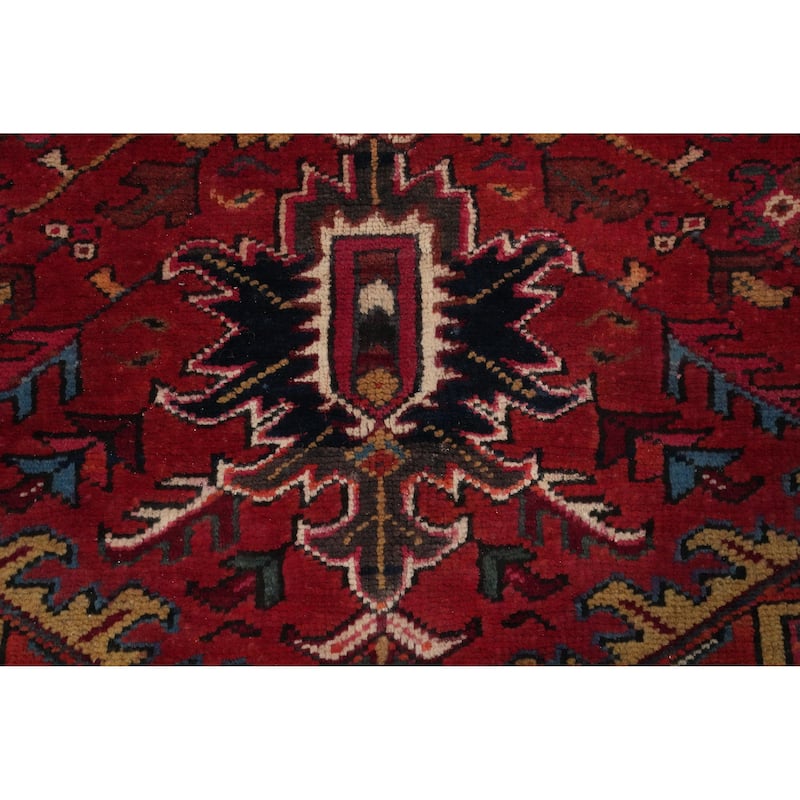 Hand Knotted Oriental 100% Wool Carpet Traditional Medallion Red Heriz Area Rug - 8' 10'' X 6' 0''