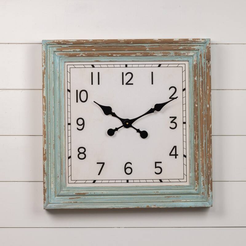 Green & Brown Square Wall Clock - 24" H x 24" W x 2.25" D