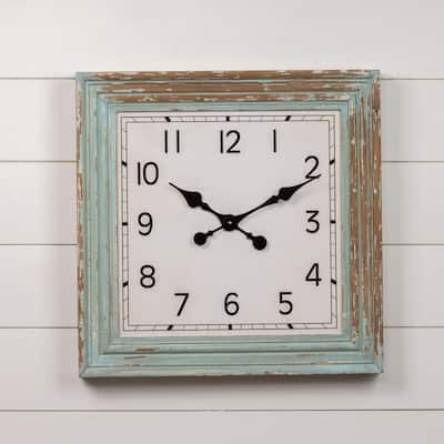 Green & Brown Square Wall Clock - 24" H x 24" W x 2.25" D
