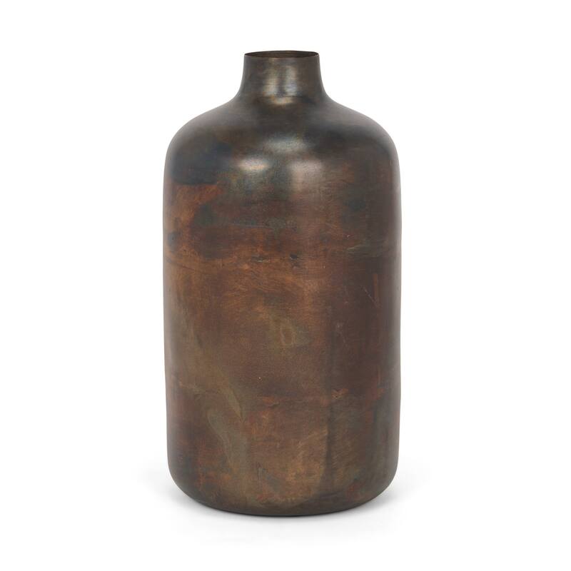 12" Gold Cylinder Metal Table Vase - 6.30
