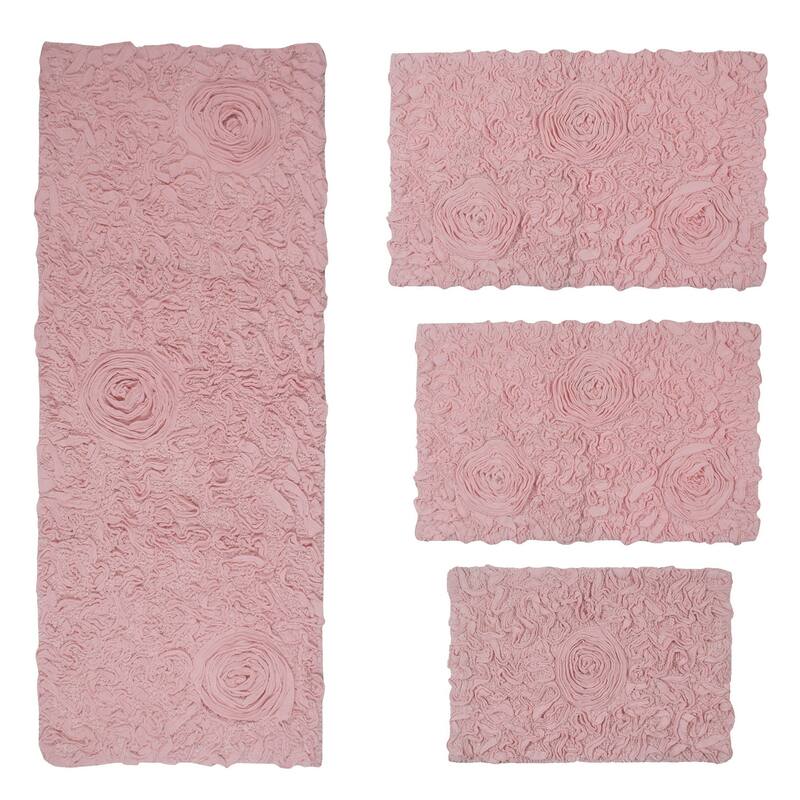 Home Weavers Modesto Collection 100% Cotton Bath Rug, Non-Slip Bath Rug, Extra Soft, Machine Wash, 4 Pcs Set with Runner