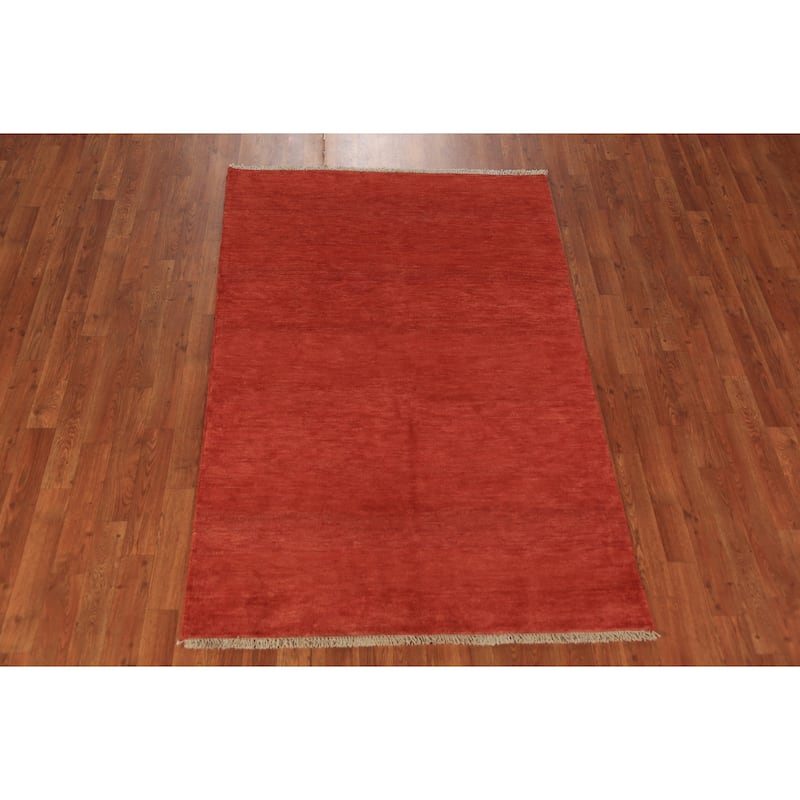 Gabbeh Modern Rug Hand-Knotted Bedroom Wool Carpet - 3'11" x 6'0"