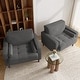 preview thumbnail 44 of 68, 2 Set Modern Wide Armchair Corduroy Accent Chairs