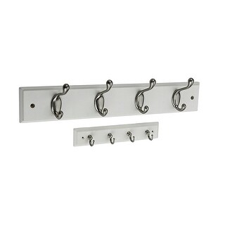 Shop White Wood Nickel Finish Wall Mounted Coat Hook Key Rack Set Overstock 16941140