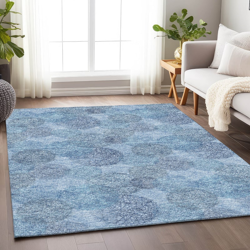 Premium Washable Super Soft Modern Sphere Mayfield Rug - Denim - 5' x 7'6"