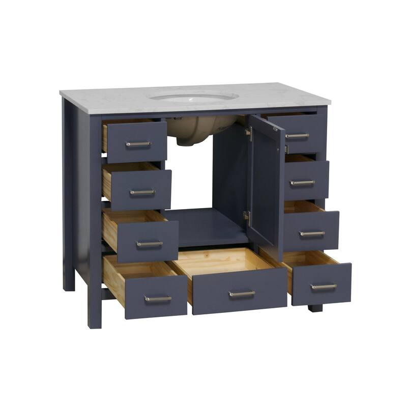 KitchenBathCollection Horizon 42" Bathroom Vanity with Engineered Carrara Top