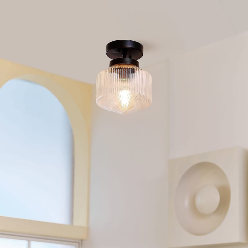 Globe Electric 91005471 Juno 7" Wide Semi-Flush Drum Ceiling Fixture