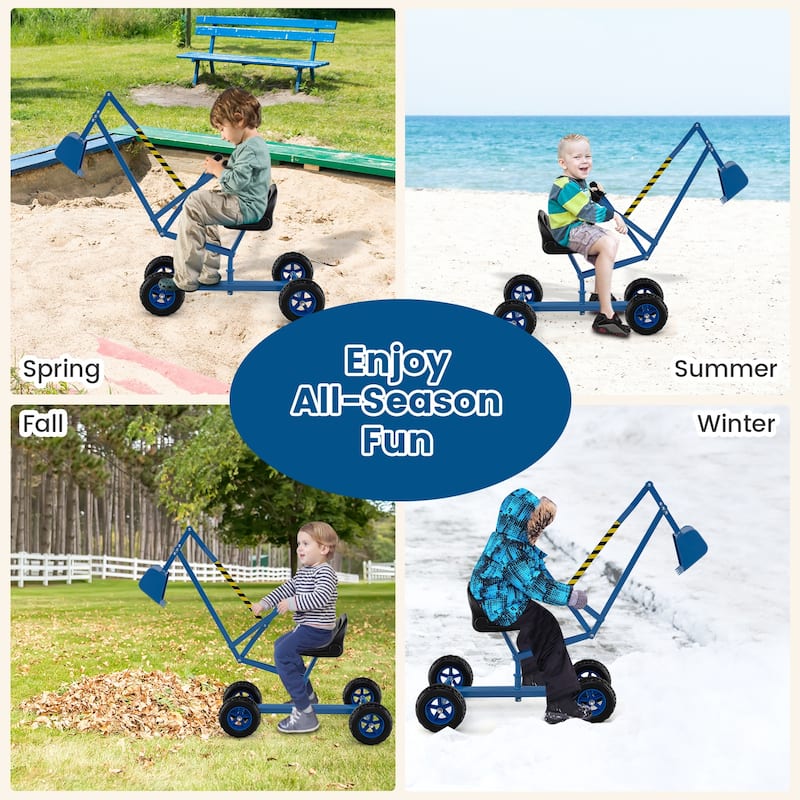 Gymax Sand Digger for Kids w/2-Handed Controls Flexible Shovel