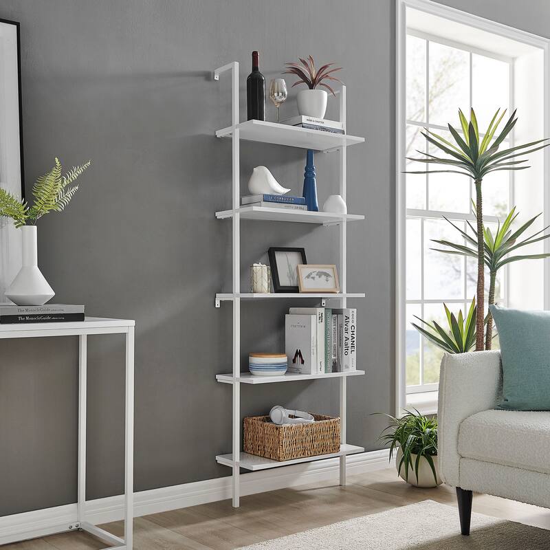 Danya B. Everett 5-Tier Open Display Stand Wall Mount Modern Metal Frame Ladder Shelf