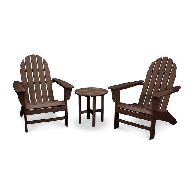 POLYWOOD Vineyard 3-piece Outdoor Adirondack Chair and Table Set - Mahogany