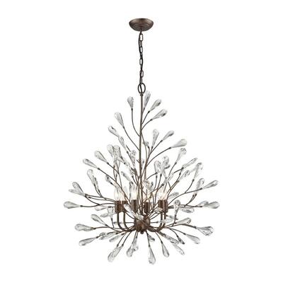 Brigadier Gardens - Six Light Chandelier Sunglow Bronze Finish with Clear Crystal