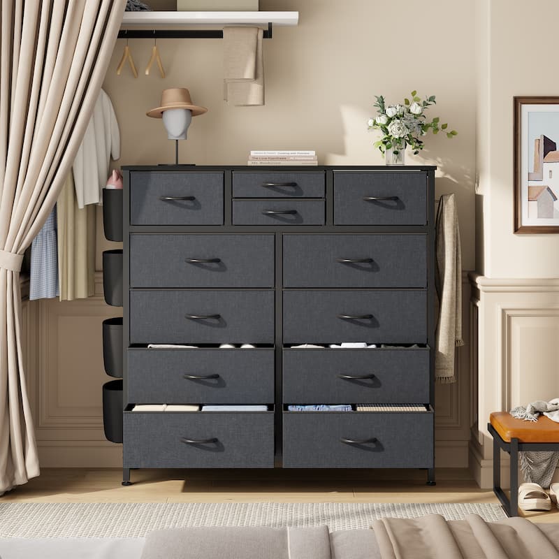 12 Drawer Dresser Fabric Tall Dressers for Bedroom Chest of Drawers