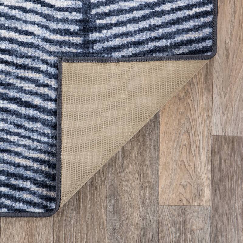 Geometric Stripe Distressed Non Slip Area Rug