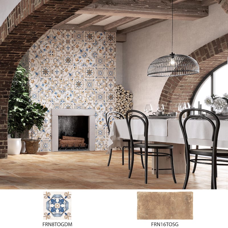 Merola Tile Toscana Giotto Decoro Mix 7-7/8" x 7-7/8" Porcelain Floor and Wall Tile