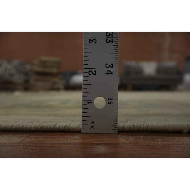 Hand Knotted Oriental 100% Wool Carpet Transitional All-Over Beige & Ivories Oushak Area Rug - 9' 0'' X 8' 0''