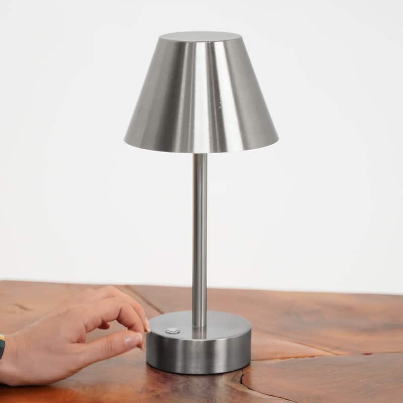 Aurora Rechargeable Brushed Nickel LED Table Lamp