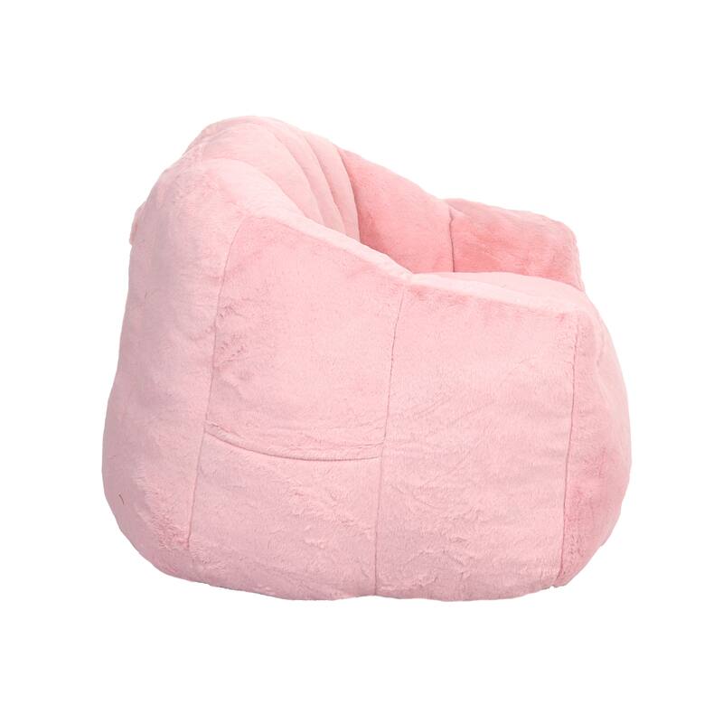 Faux Fur Shell-Shaped Bean Bag Chair, Oversized Adults Bean Bag Sofa, Bean Bag Lazy Chair with Armrests for Gaming, Reading