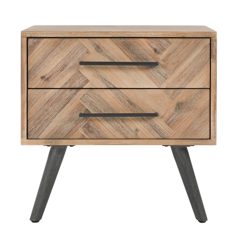 Clyde Mid-Century Solid Wood 2 Drawer Nightstand by Kosas Home