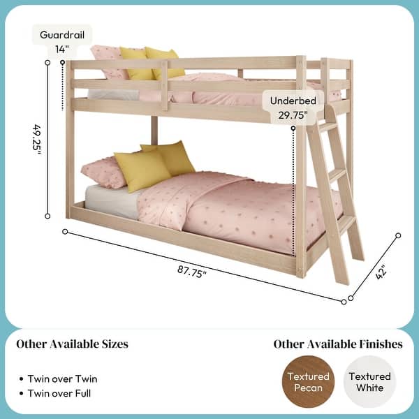 Now Furniture Low Bunk Bed for Kids, Twin over Twin