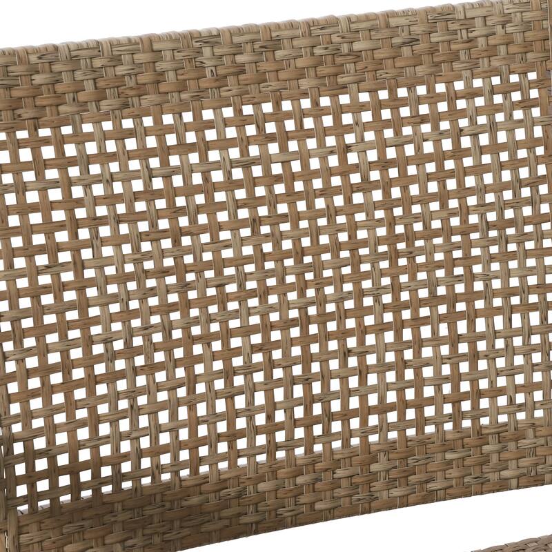Roomfitters Set of 2 Outdoor Wicker and Acacia Wood Club Chairs with Cushions for Patio Seating, Natural