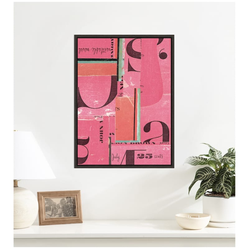 Kate and Laurel Typography Pink FC by Felicia Dadak Framed Canvas Wall Art Print