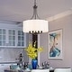 preview thumbnail 2 of 11, Modern Farmhouse Drum 4-Light Transitional Chandelier with Fabric for Dining Room Foyer - 16'' L x 16'' W x 21.5'' H