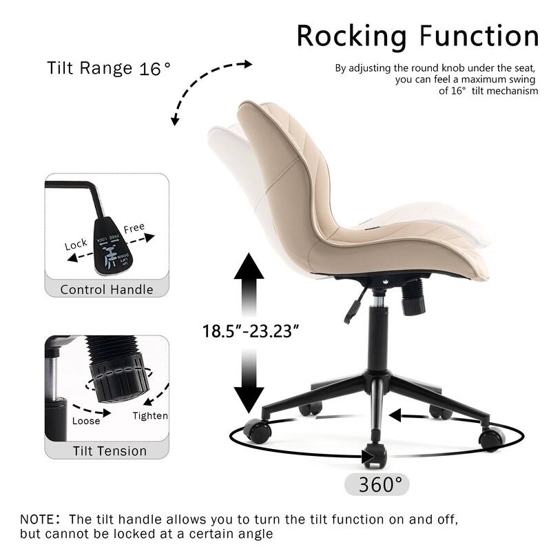 Faux Leather Office Chair with Wheels, Upholstered Task Chair