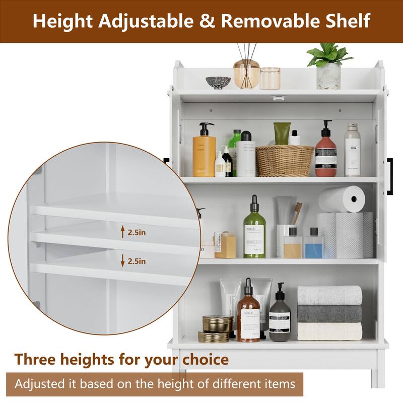 VEIKOUS Bathroom Over The Toilet Storage Cabinet Organizer With Doors and Shelves