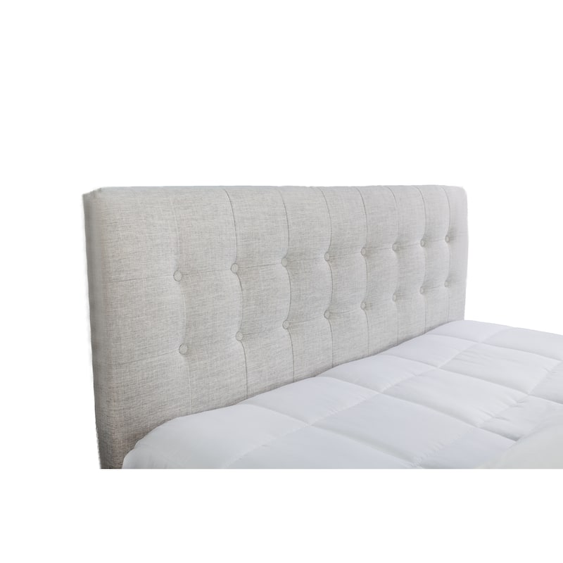 Queen Upholstered Bed Set with 2 Nightstands in Stone Color