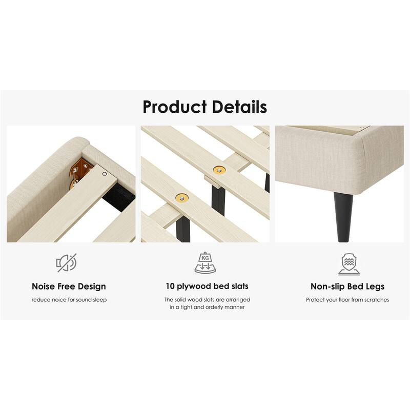 Queen Bed Frame with linen storage headboard