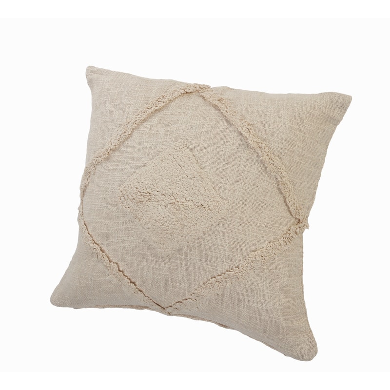Sevita Solid Decorative Double Diamond Cotton Throw Pillow