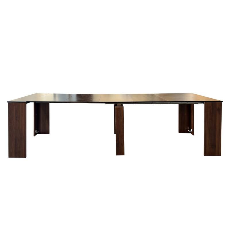 Extendable Console Table up to 118 Inch Multi Functional for Dining or Desk - Walnut+black