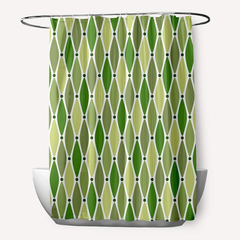 71 x 74-inch Wavy Geometric Print Shower Curtain - Green