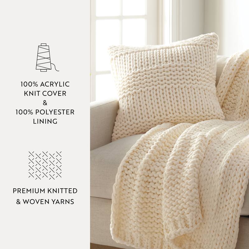 Cozy Chunky Knit Acrylic Decor Throw Pillow