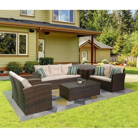 Tappio 6-Piece Patio Rattan Sofa Conversation Set