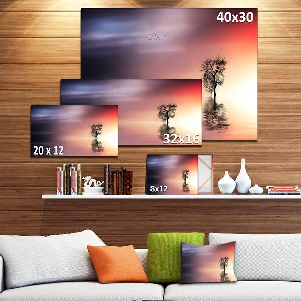 Designart "Solitude Tree and Flying Birds" Extra Large Wall Art