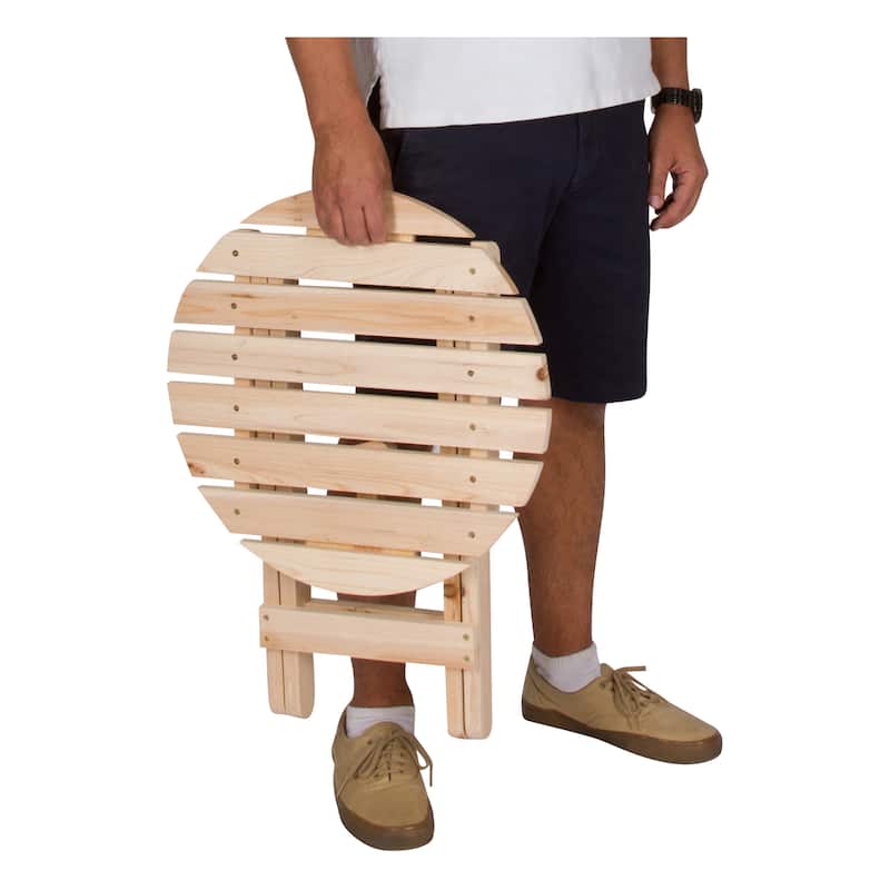 Meridian 19" Assembled Cedar Wood Round Collapsible Folding Table