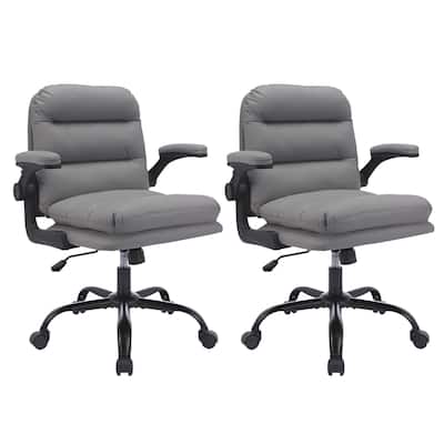 2 Pieces PU-Padded Home Office Desk Chair, Ergonomic Chair Computer Chair, Swivel Executive Office Chair