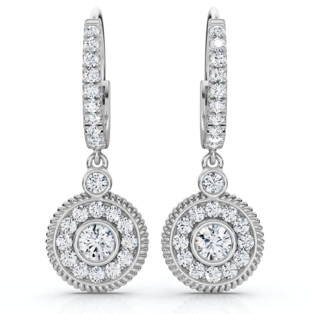 Bliss Diamond 3/4Ct Dangle Diamond Earrings 1 1/10" Tall Lab Grown Gold EF/VS