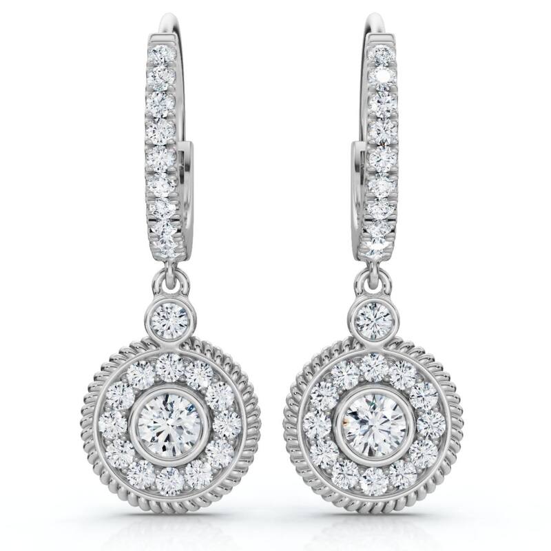 Bliss Diamond 3/4Ct Dangle Diamond Earrings 1 1/10" Tall Lab Grown Gold EF/VS - White