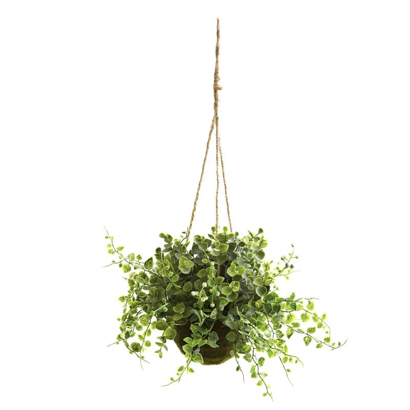 Faux Hanging Basket Set of 3 - Eucalyptus Maidenhair Berry Decor
